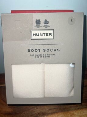 Hunter Original Short Rain Socks Cream Fleece Size L 7-9 Rain Boots Liners